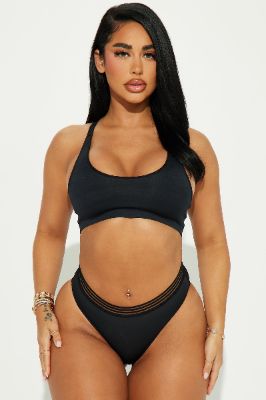 Weekend Vibe Banded Bikini Panty - Black sold by Fashion Nova
