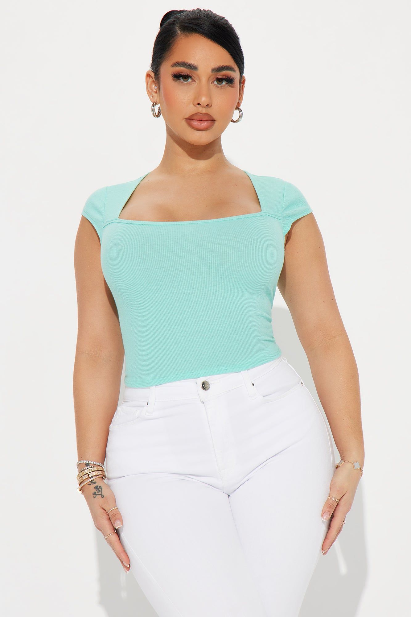 Sabrina Square Neck Tee - Mint sold by Fashion Nova