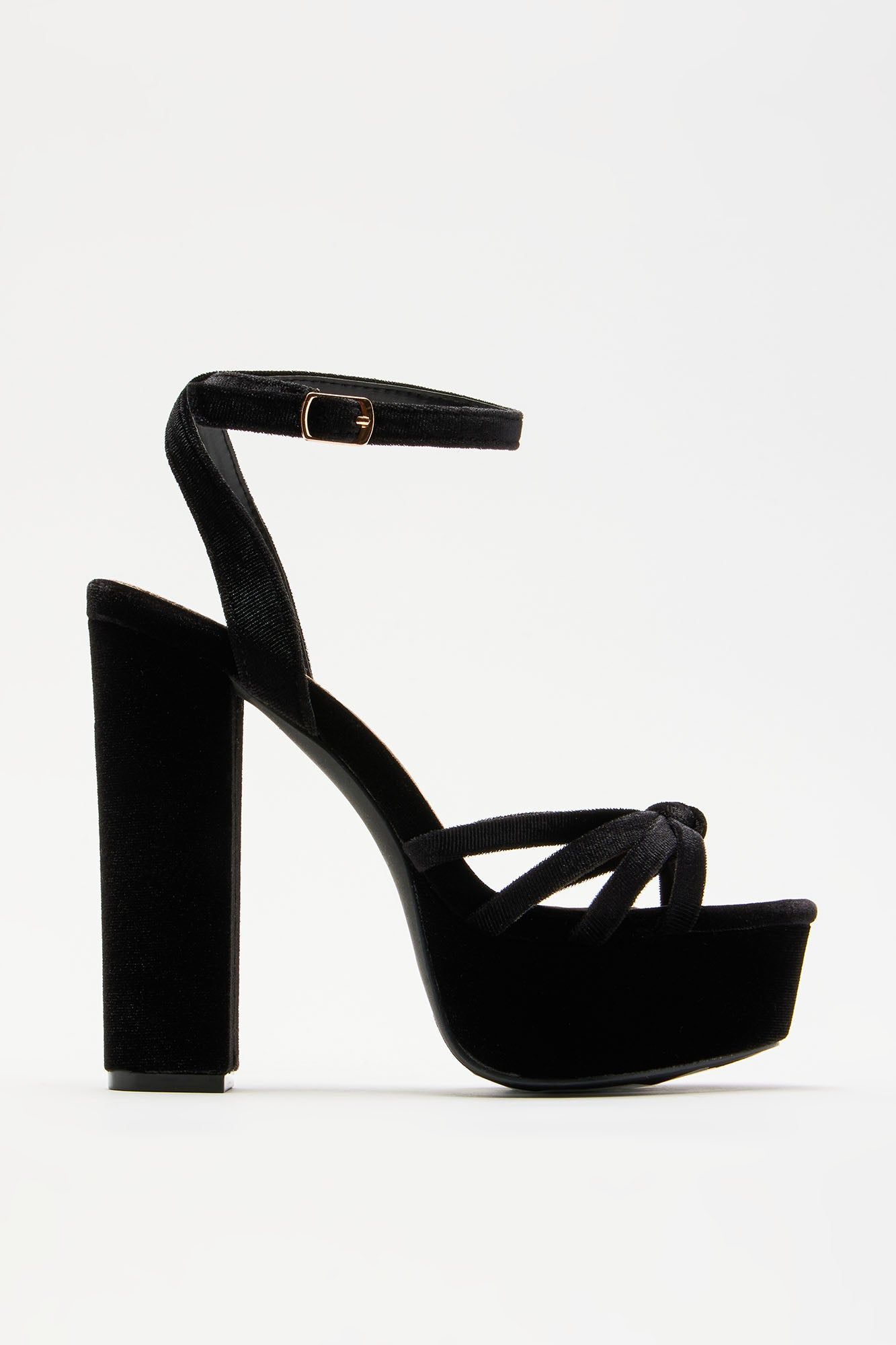 Keep You Waiting Velvet Heeled Sandals - Black sold by Fashion Nova product image thumbnail 3