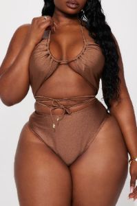 It's Time To Be Hot 2 Piece Bikini - Mocha sold by Fashion Nova