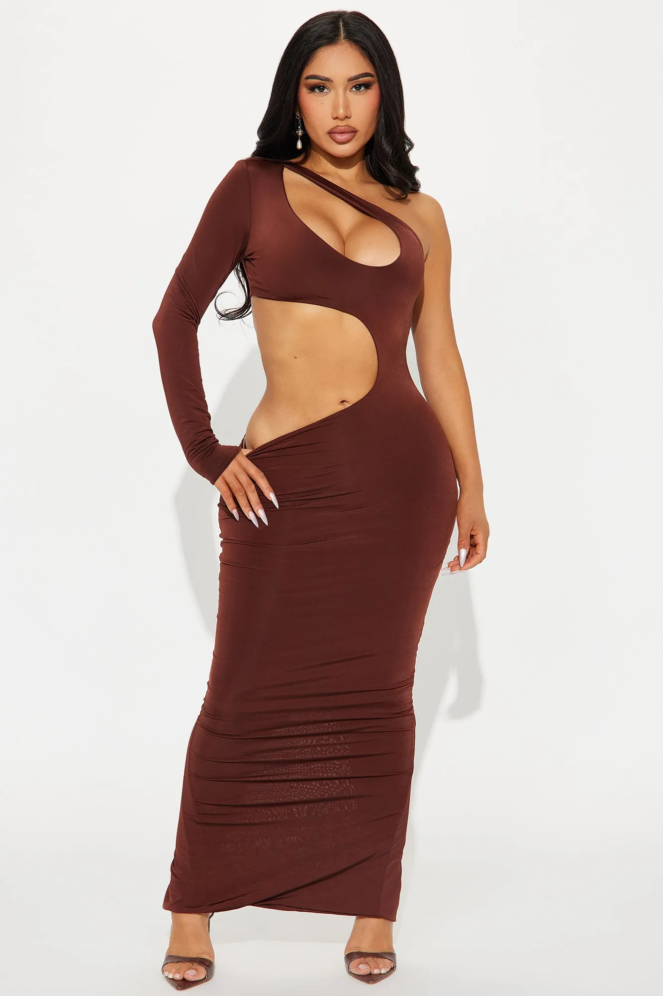 Carmela Cutout Maxi Dress - Chocolate sold by Fashion Nova
