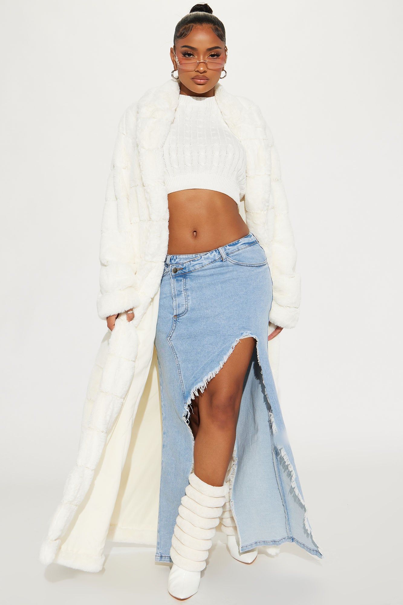 Chic In The City Faux Fur Coat - Cream sold by Fashion Nova