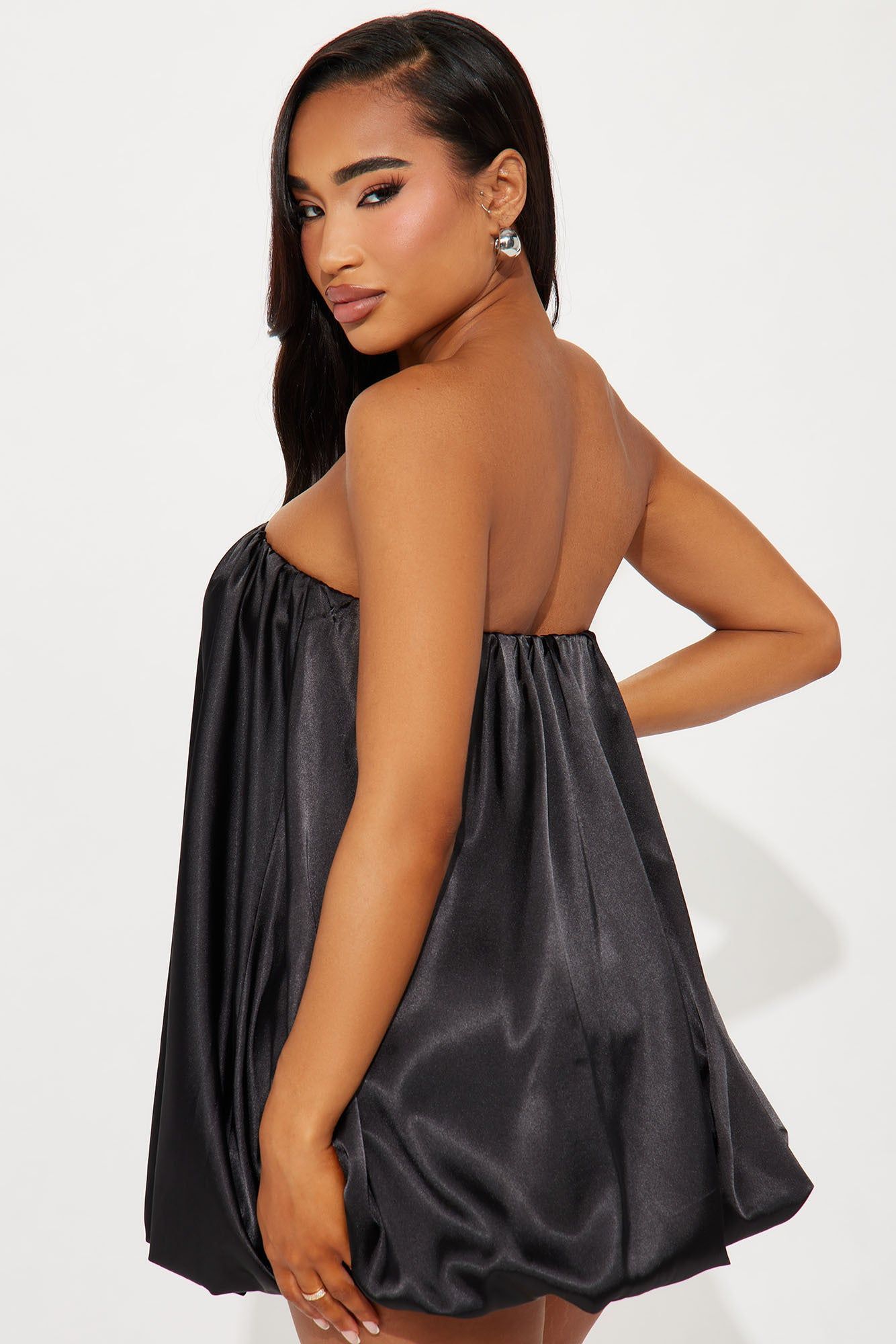 Seiya Satin Micro Mini Dress - Black sold by Fashion Nova product image thumbnail 3