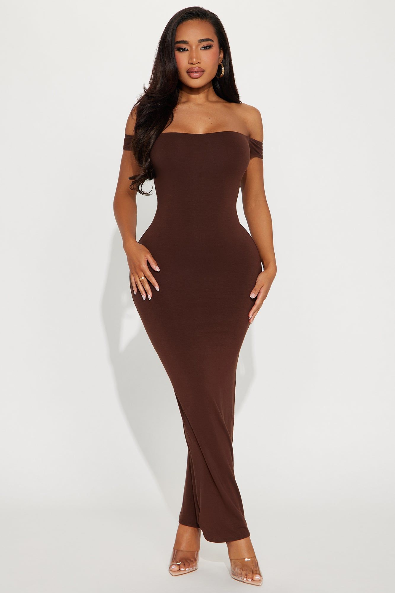 Mina Smooth Double Lined Maxi Dress - Chocolate sold by Fashion Nova
