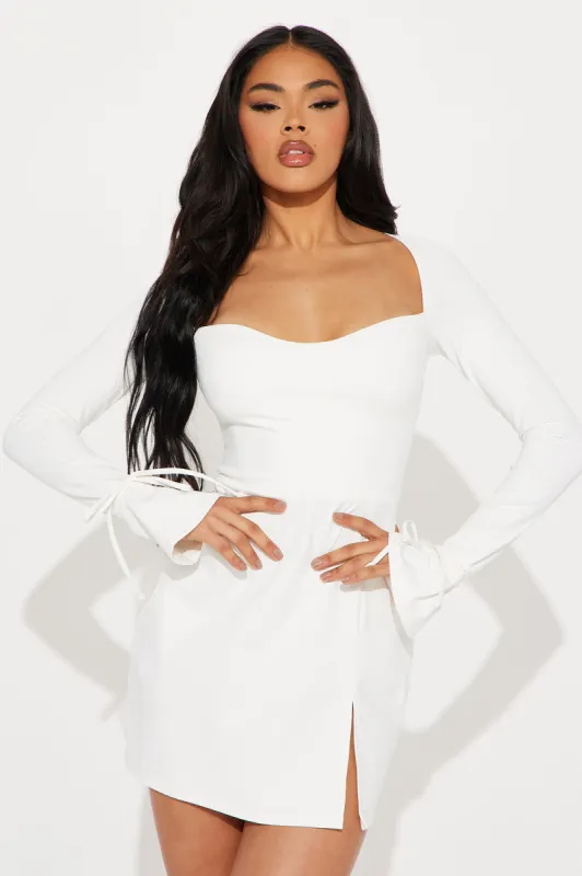 Emilia Long Sleeve Mini Dress - White sold by Fashion Nova