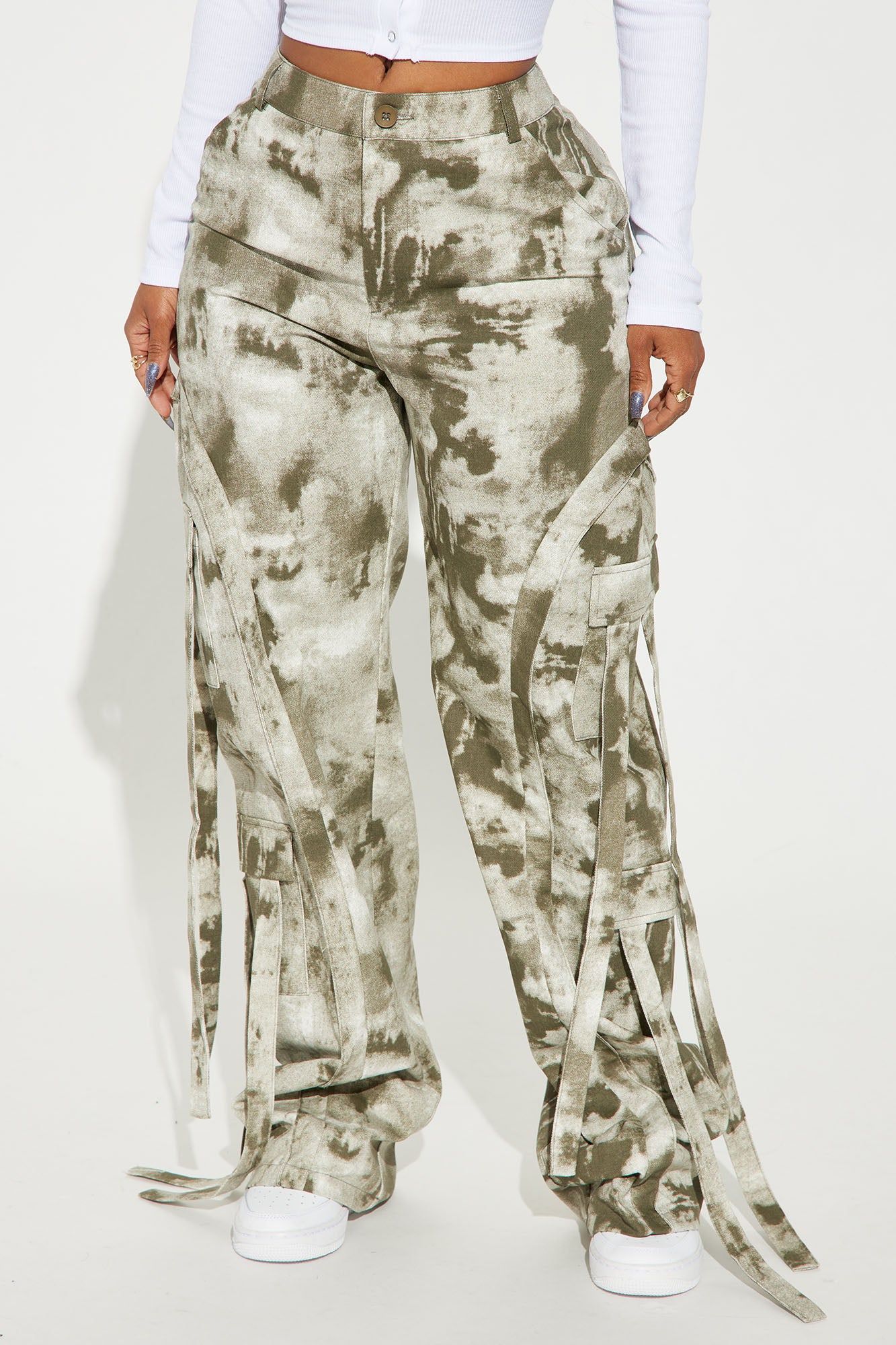 Never Before Strappy Mineral Wash Pant - Olive sold by Fashion Nova product image thumbnail 2