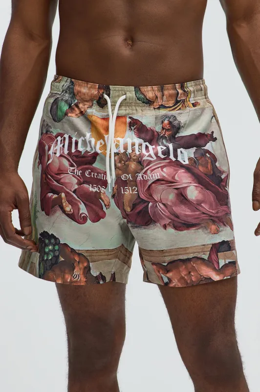 Michelangelo Art Swim Trunk - Multi Color sold by Fashion Nova