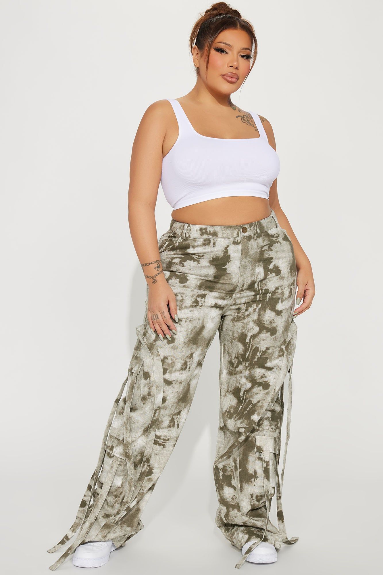 Never Before Strappy Mineral Wash Pant - Olive sold by Fashion Nova product image thumbnail 4
