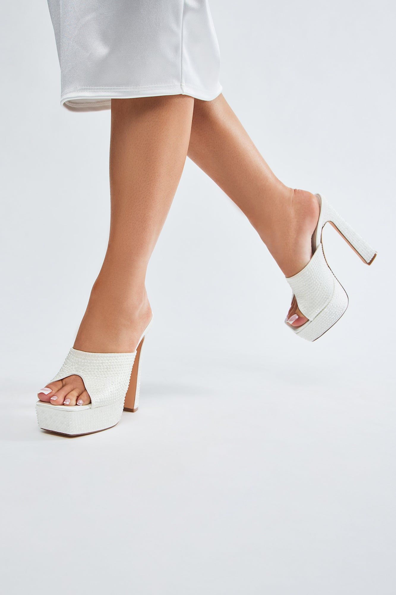All Eyes On Me Platform Mules - White sold by Fashion Nova
