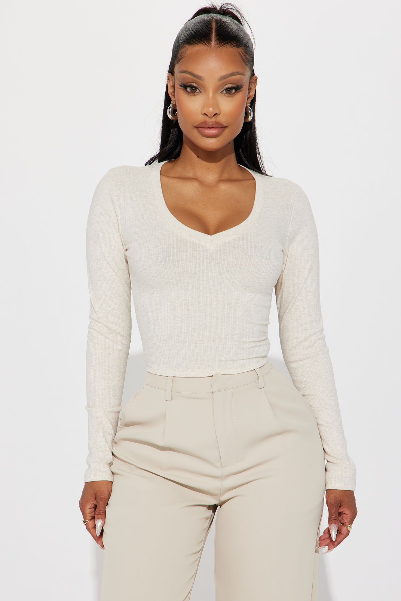 Jenni Ribbed Crop Top - Oatmeal sold by Fashion Nova