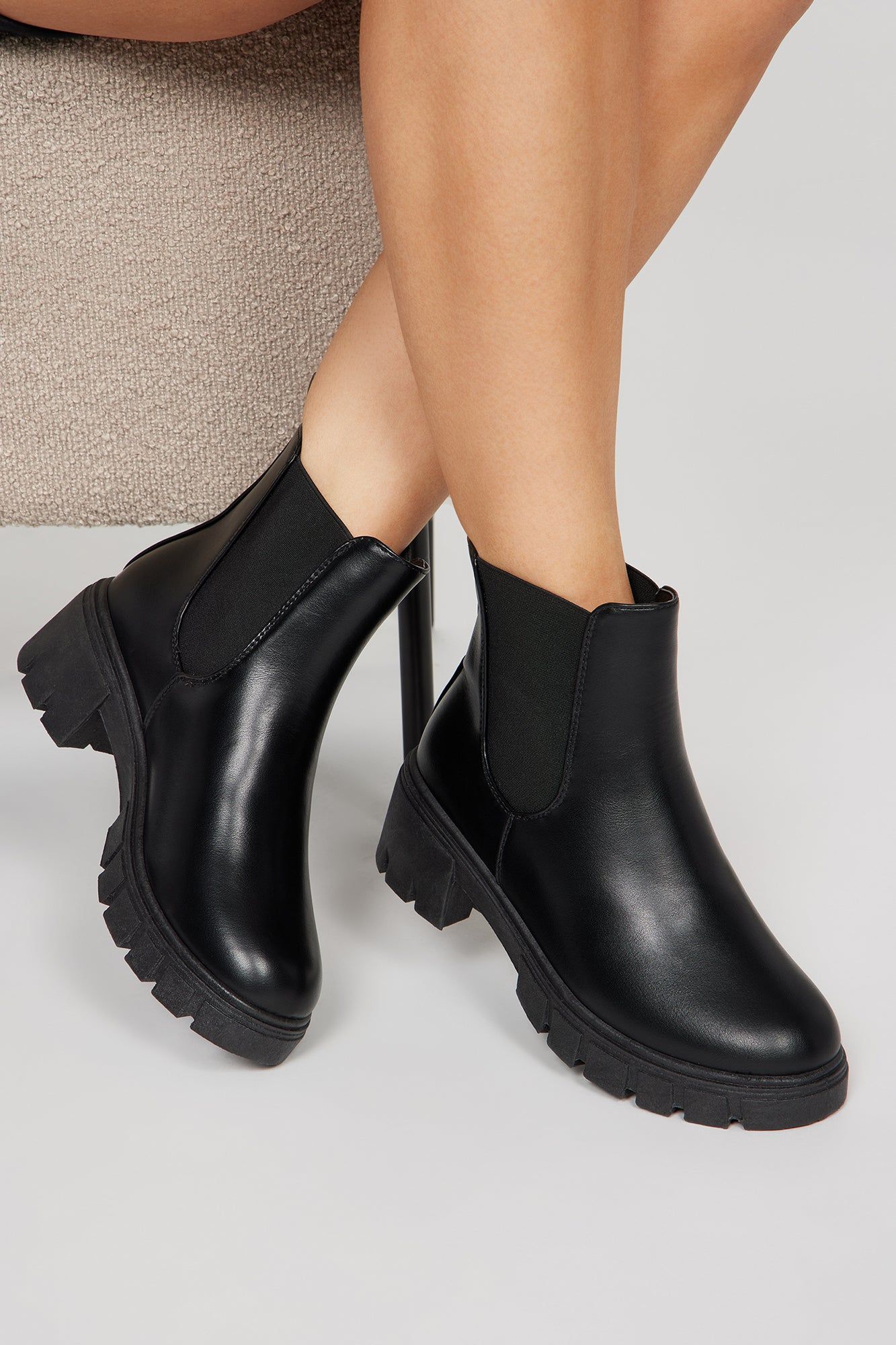 Penelope Lug Sole Boots - Black sold by Fashion Nova