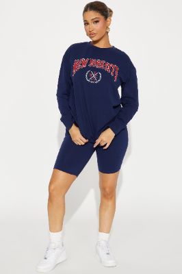 In The City Biker Short Set - Navy sold by Fashion Nova