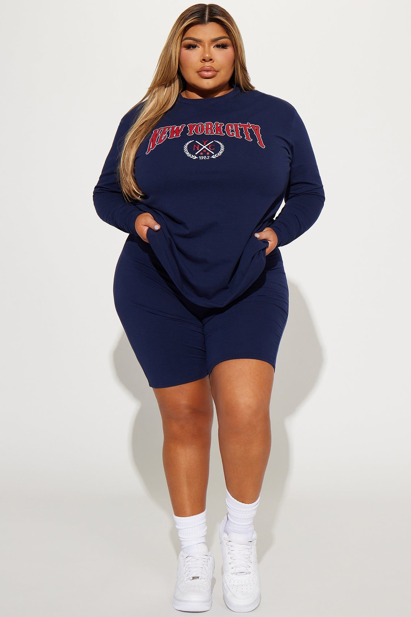 In The City Biker Short Set - Navy sold by Fashion Nova product image thumbnail 4