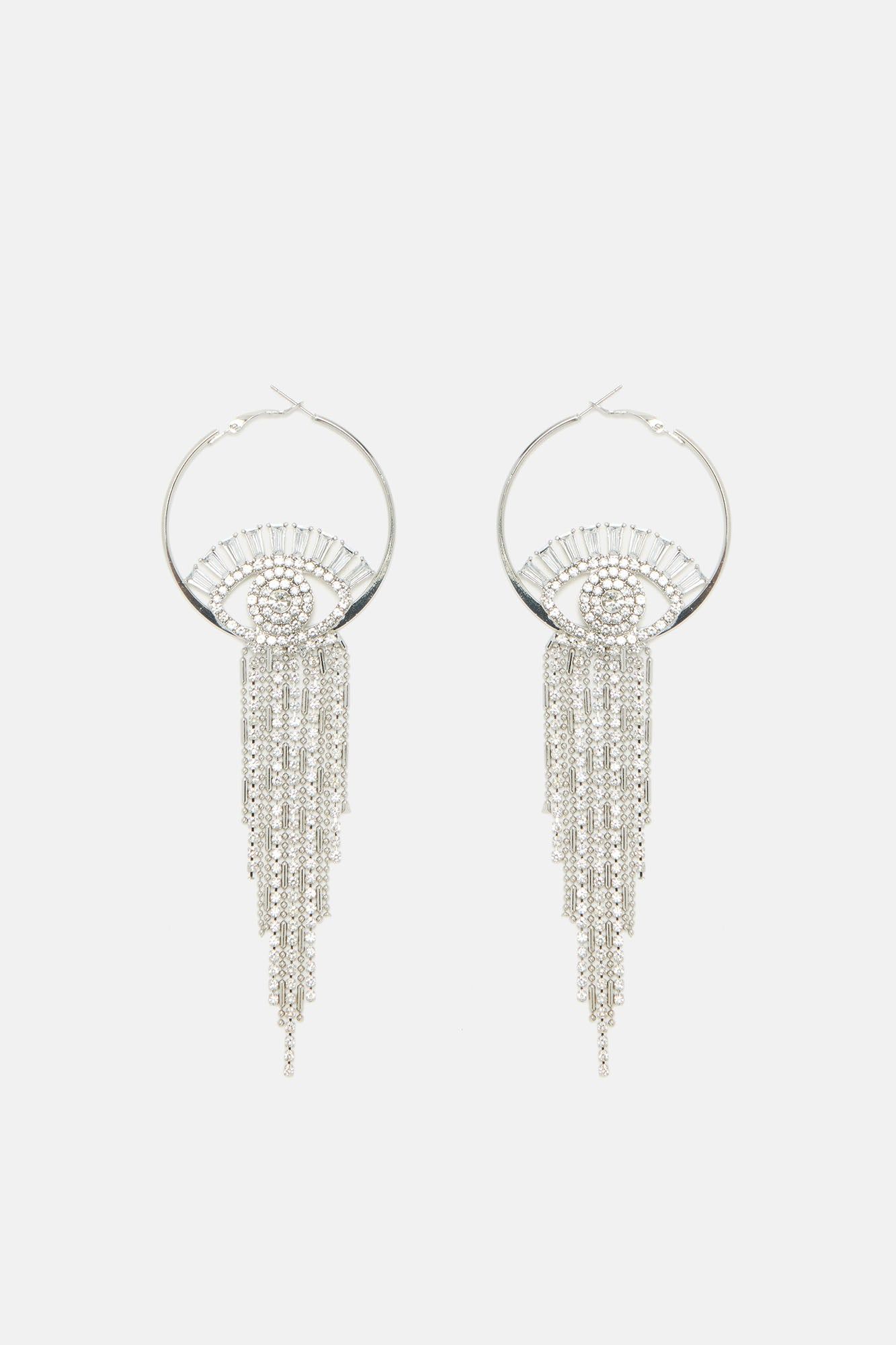 Watchful Eye Drop Earrings - Silver sold by Fashion Nova product image thumbnail 3