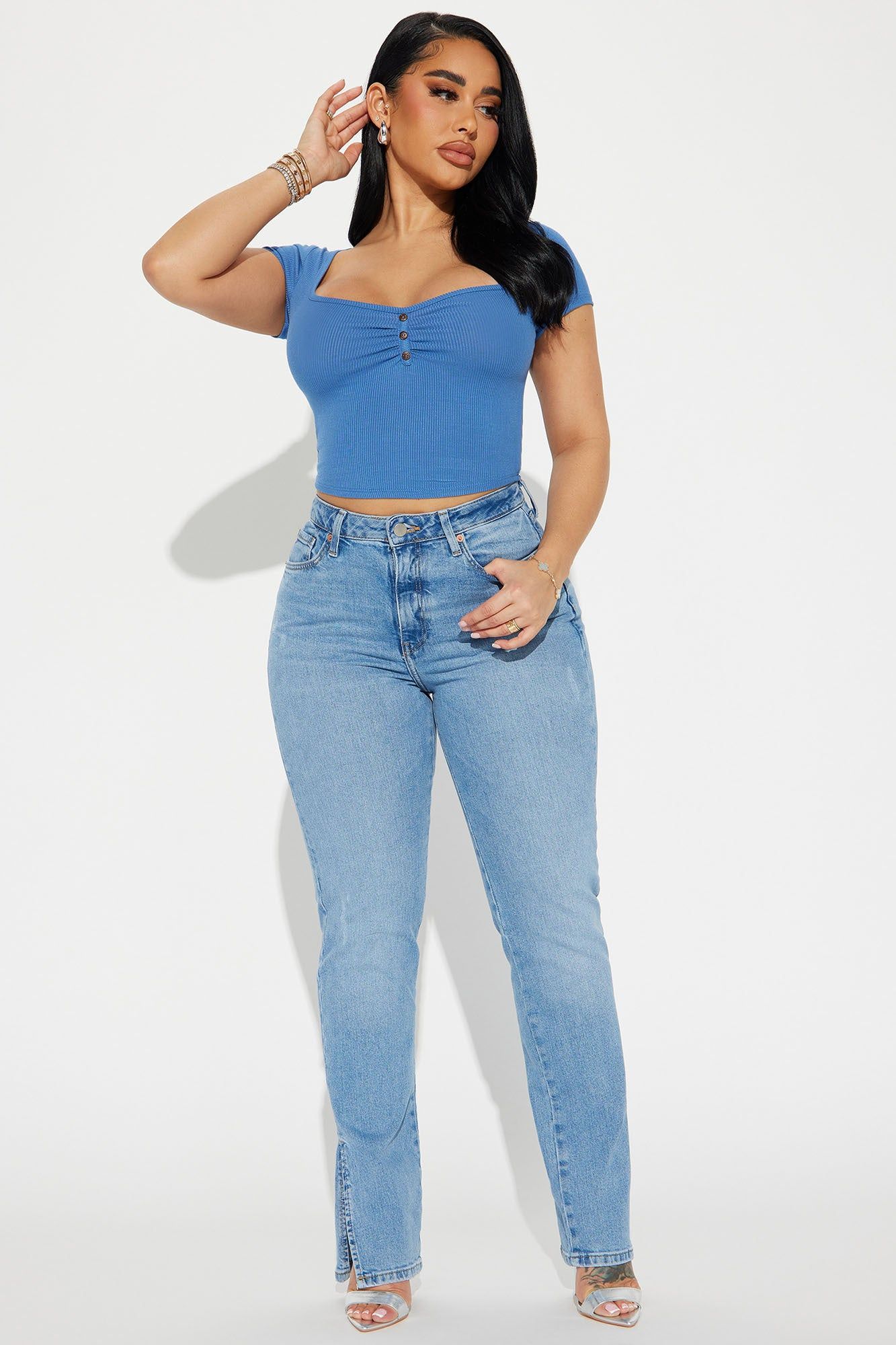 Charlie Ribbed Top - Blue sold by Fashion Nova product image thumbnail 2
