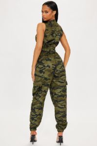 Hidden in Plain Sight  Camo Jumpsuit - Green/combo sold by Fashion Nova