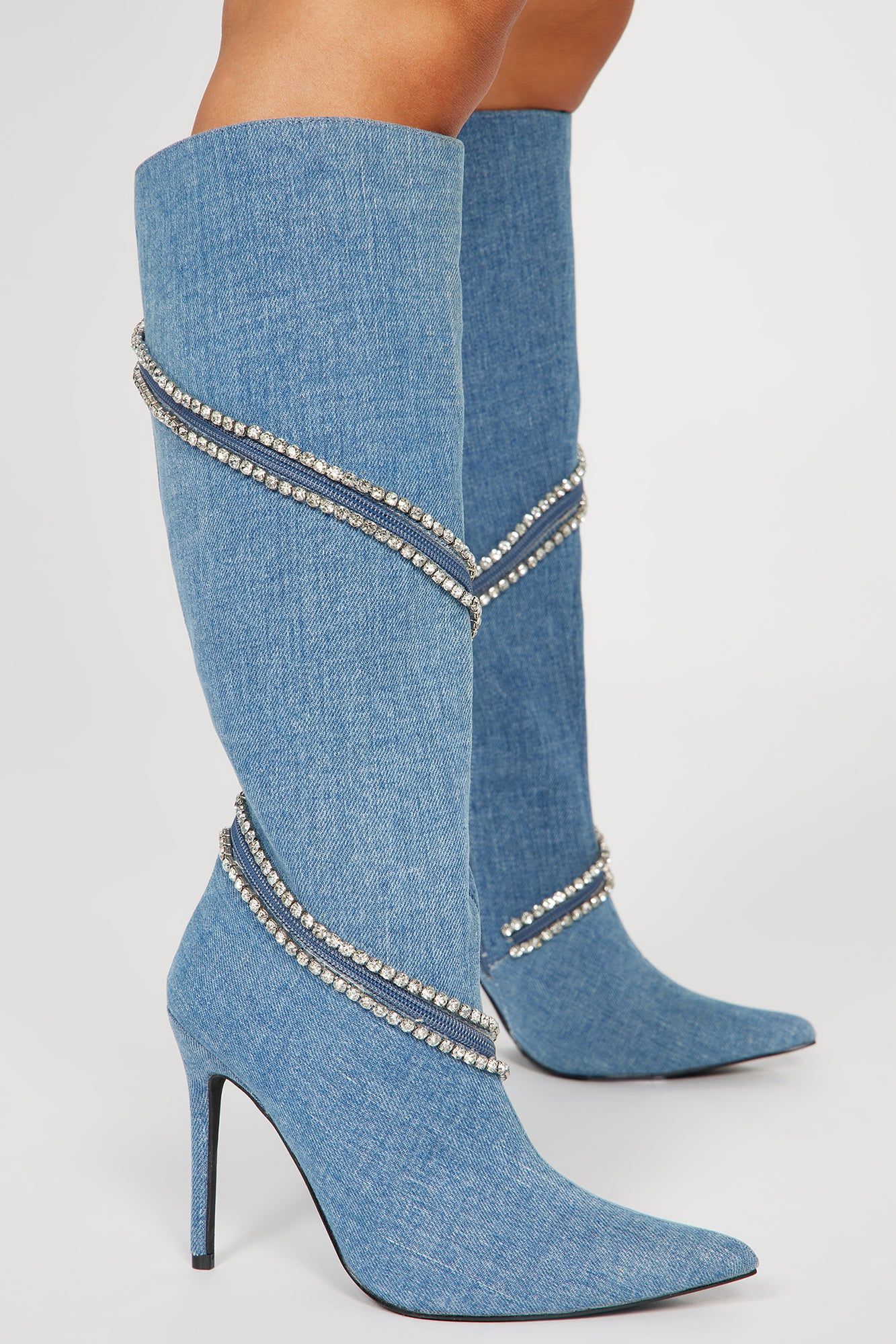 Alessia Embellished Knee High Boots - Denim sold by Fashion Nova product image thumbnail 3