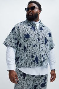 Riley Frayed Denim Shirt - Indigo sold by Fashion Nova