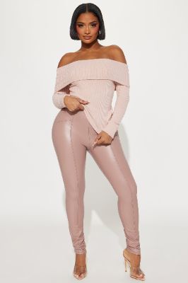 All For You Faux Leather Legging - Blush sold by Fashion Nova