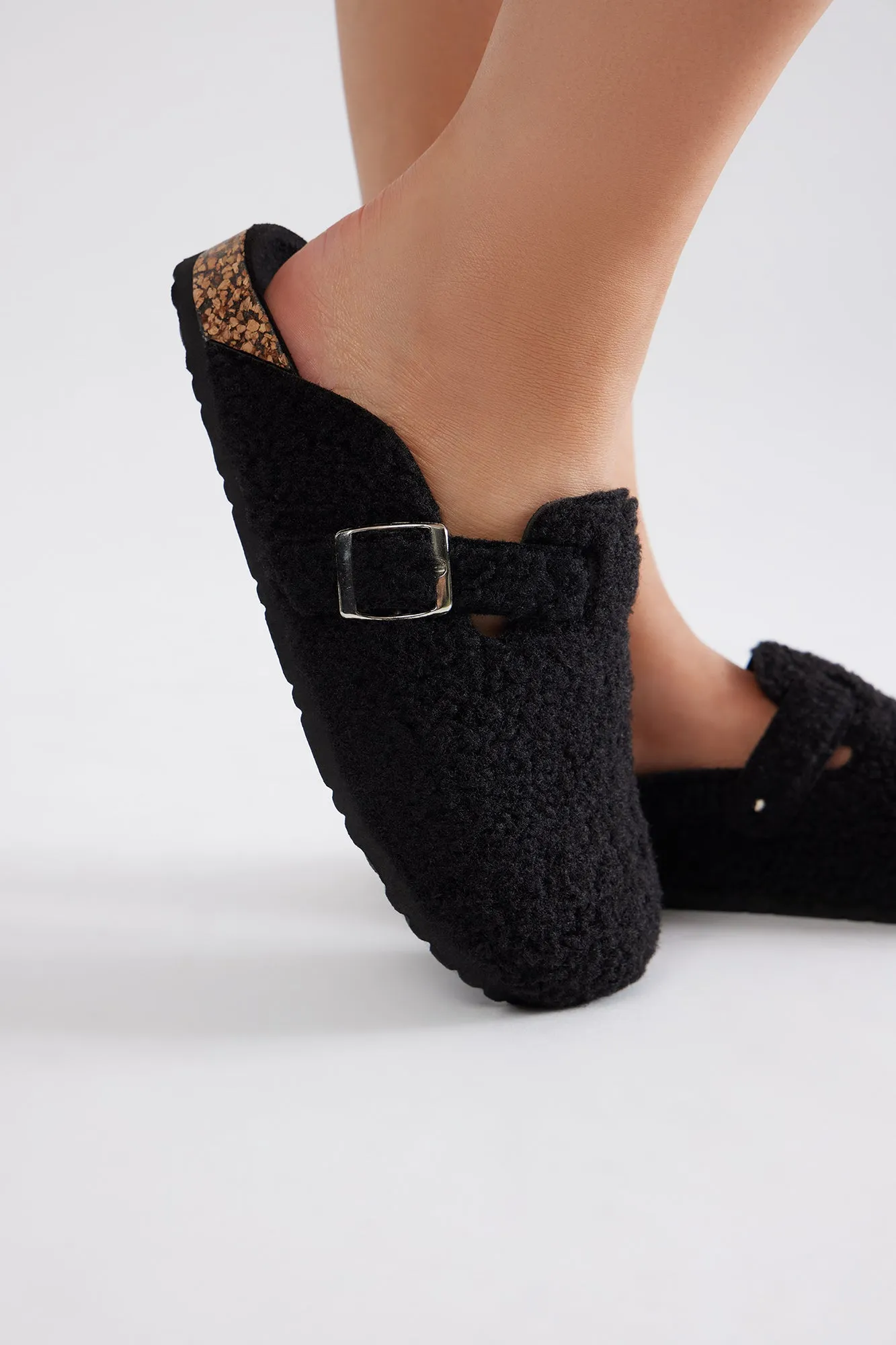 Leo Sherpa Slides - Black sold by Fashion Nova product image thumbnail 2
