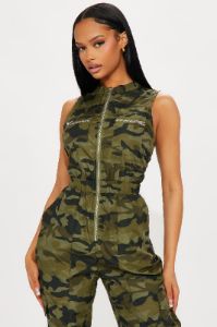 Hidden in Plain Sight  Camo Jumpsuit - Green/combo sold by Fashion Nova
