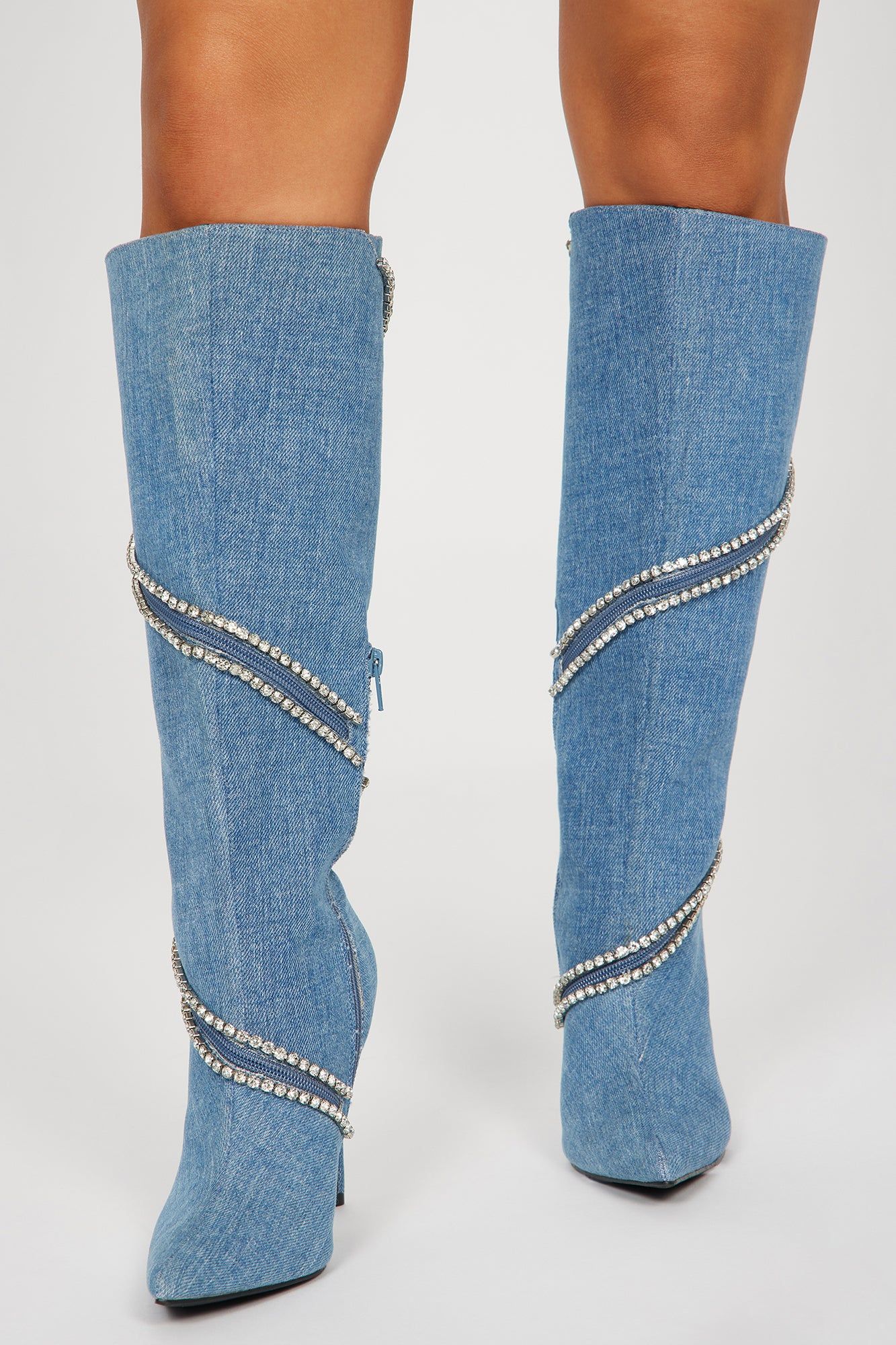Alessia Embellished Knee High Boots - Denim sold by Fashion Nova product image thumbnail 2