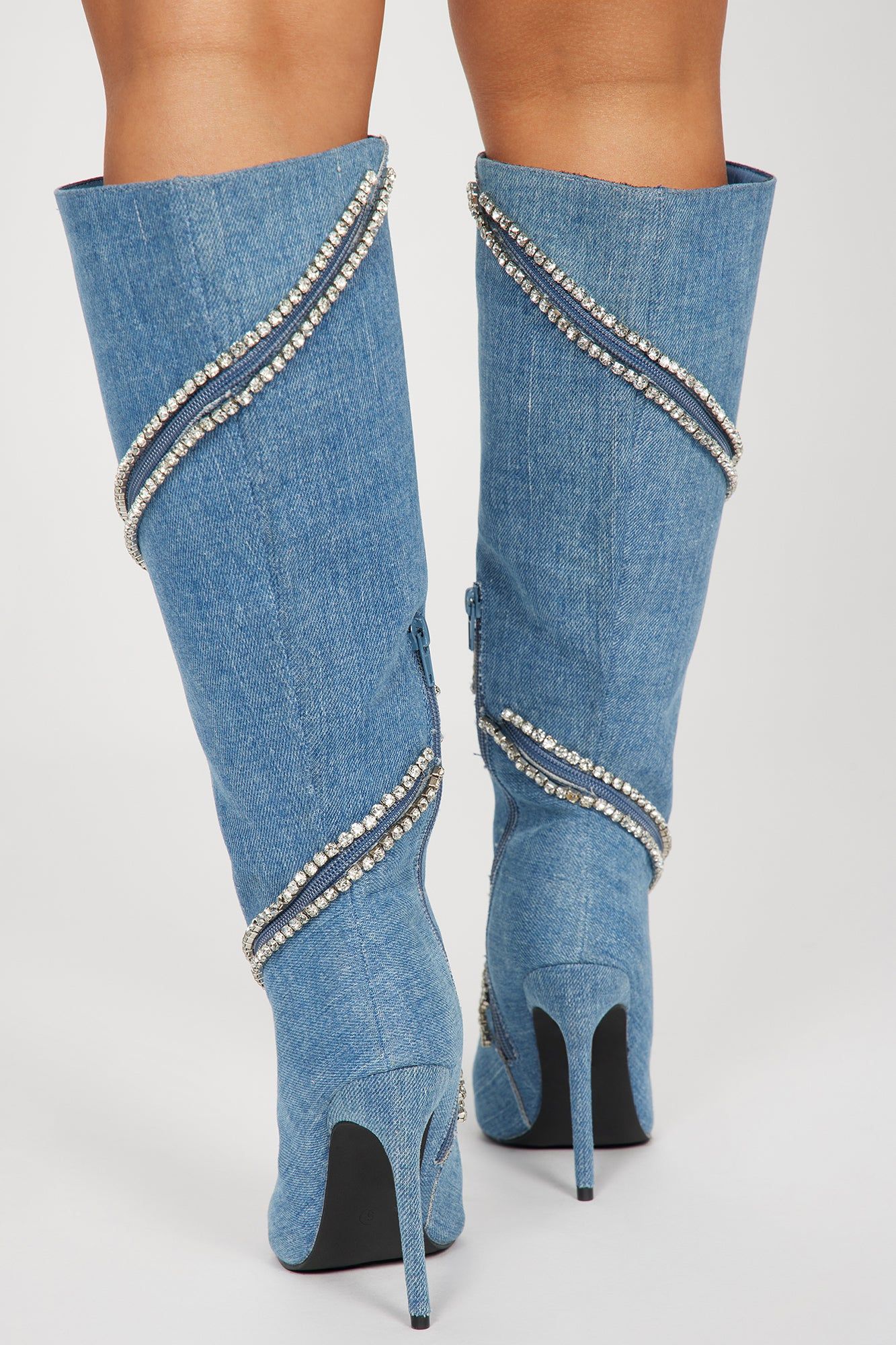 Alessia Embellished Knee High Boots - Denim sold by Fashion Nova product image thumbnail 4