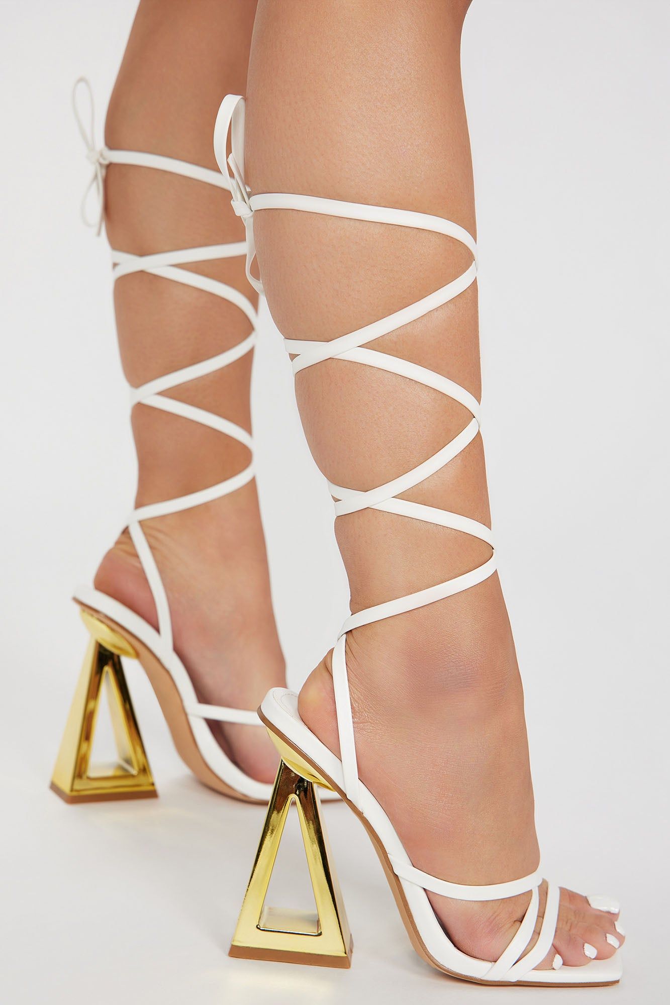 Stay Winning Wrap Up Heels - White sold by Fashion Nova product image thumbnail 2