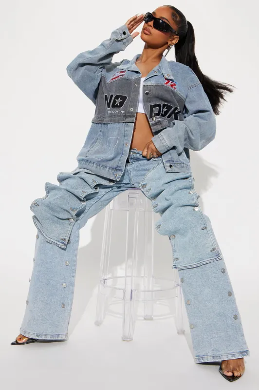 Moving Too Fast Convertible Denim Jacket - Medium Wash sold by Fashion Nova