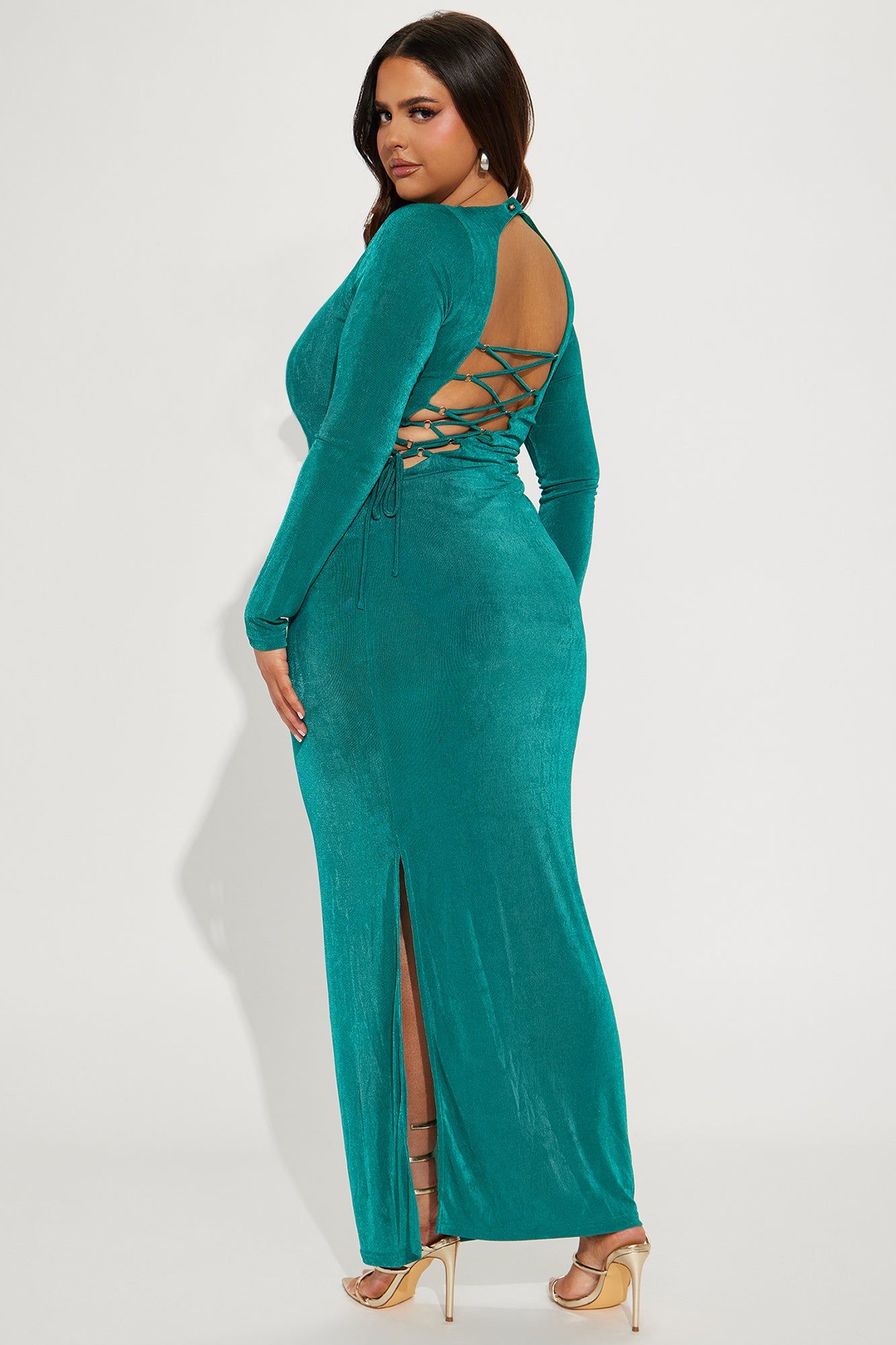 Lorena Slinky Maxi Dress - Hunter sold by Fashion Nova product image thumbnail 7