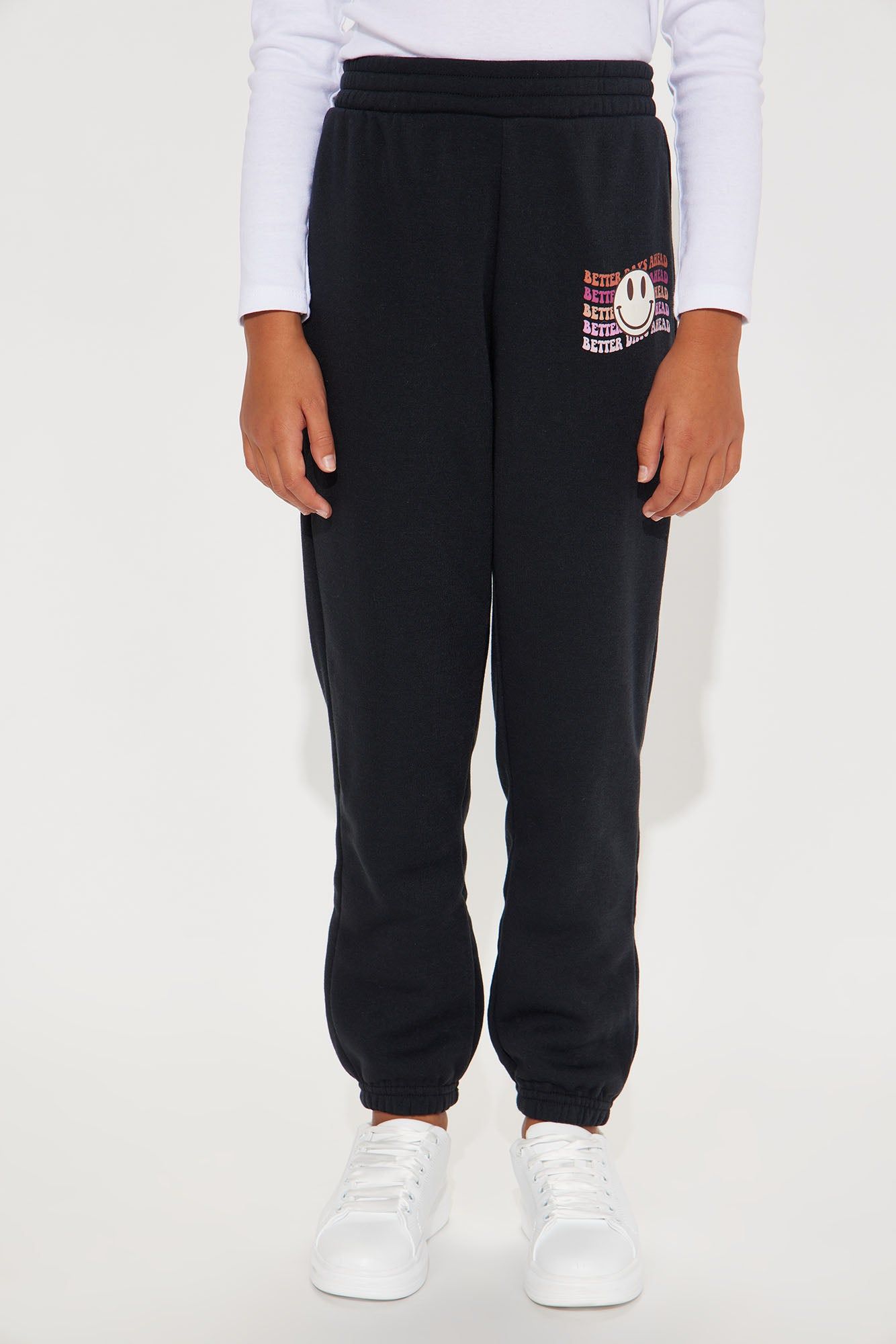 Mini Better Days Ahead Fleece Jogger - Black sold by Fashion Nova