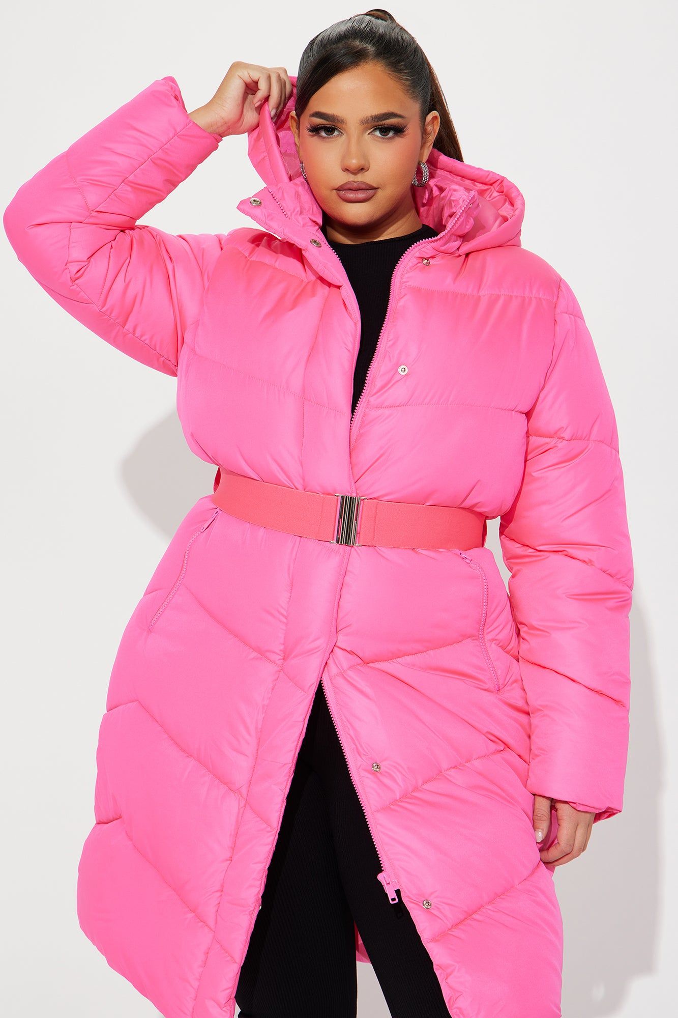 Snow Style Belted Puffer Jacket - Hot Pink sold by Fashion Nova product image thumbnail 5
