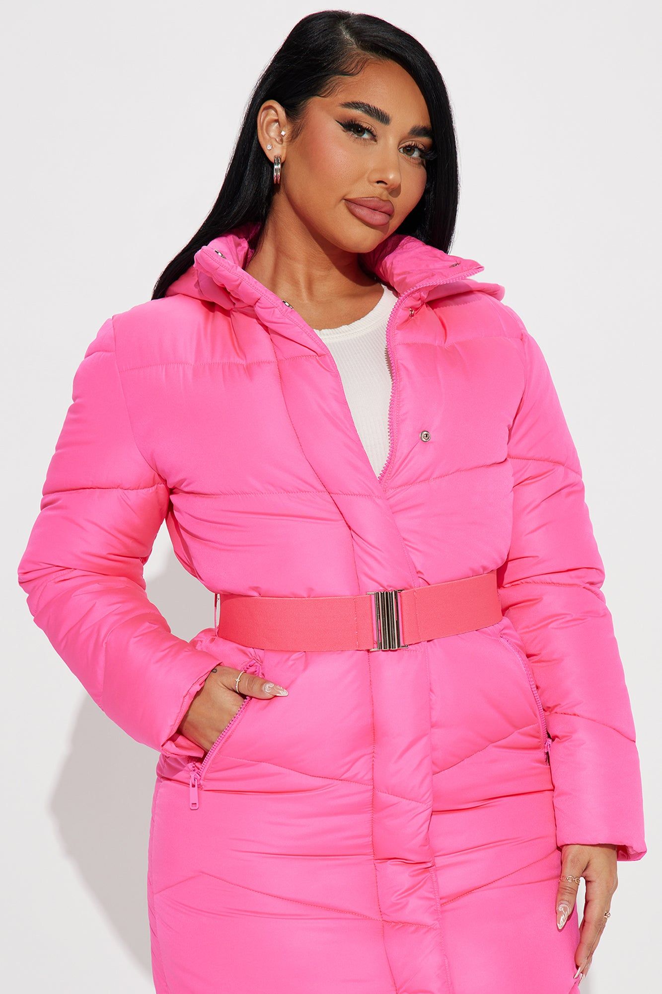 Snow Style Belted Puffer Jacket - Hot Pink sold by Fashion Nova product image thumbnail 2