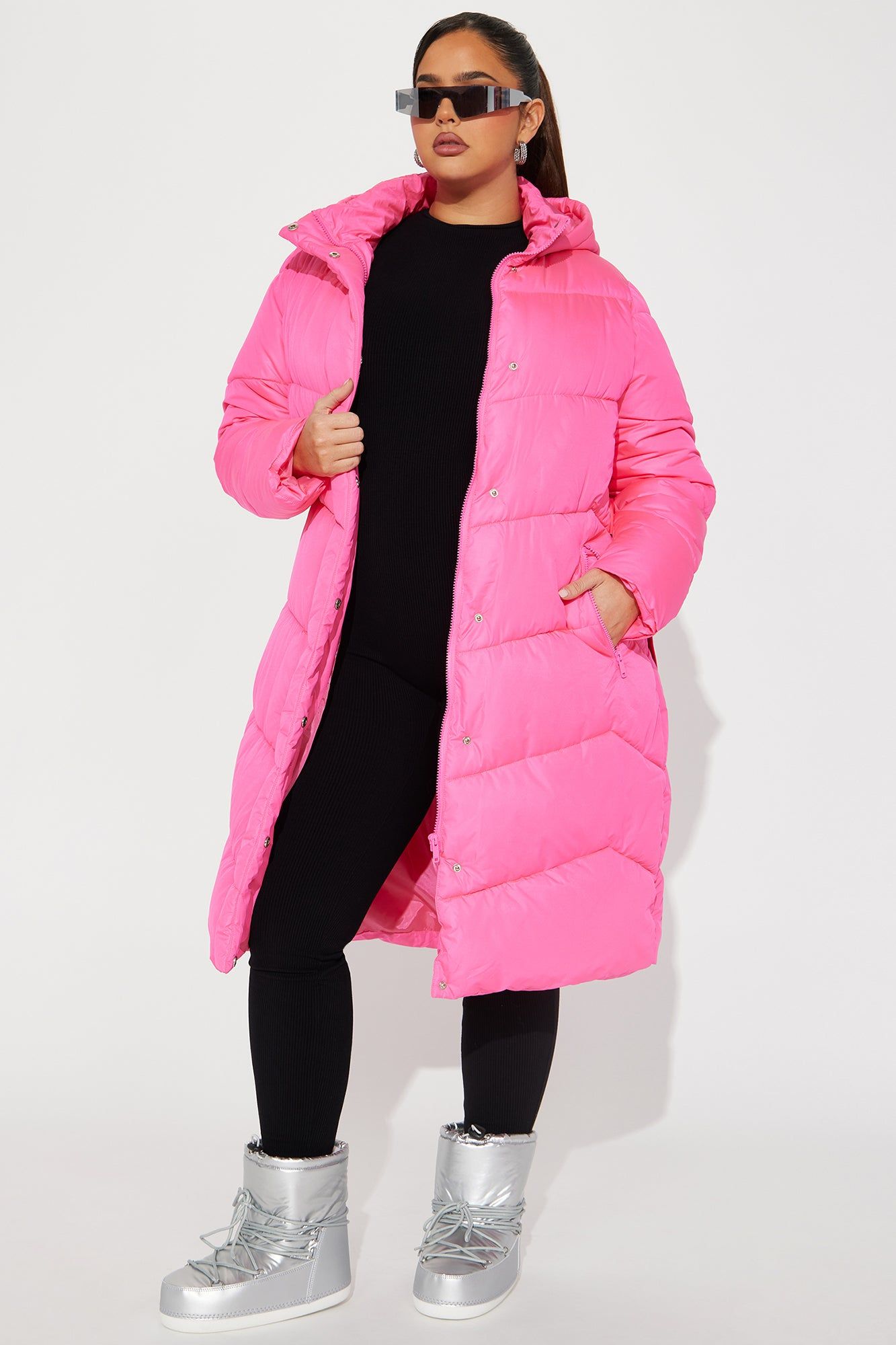 Snow Style Belted Puffer Jacket - Hot Pink sold by Fashion Nova product image thumbnail 4