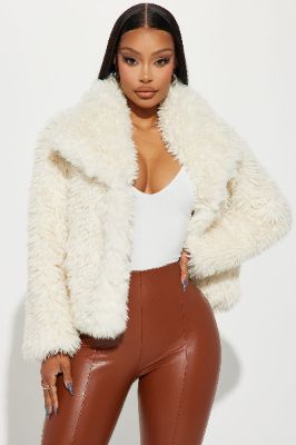 Damani Faux Fur Jacket - Ivory sold by Fashion Nova