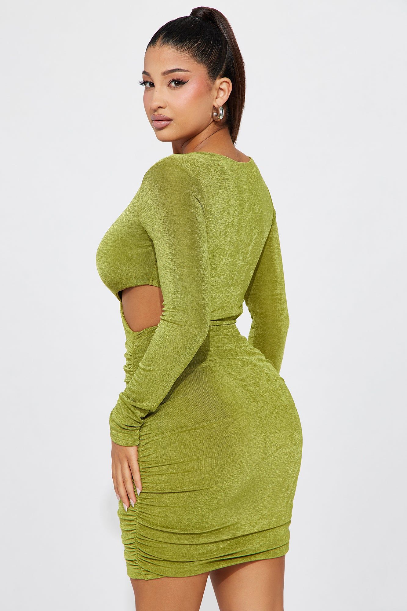 Stepping Out Slinky Mini Dress - Chartreuse sold by Fashion Nova product image thumbnail 3