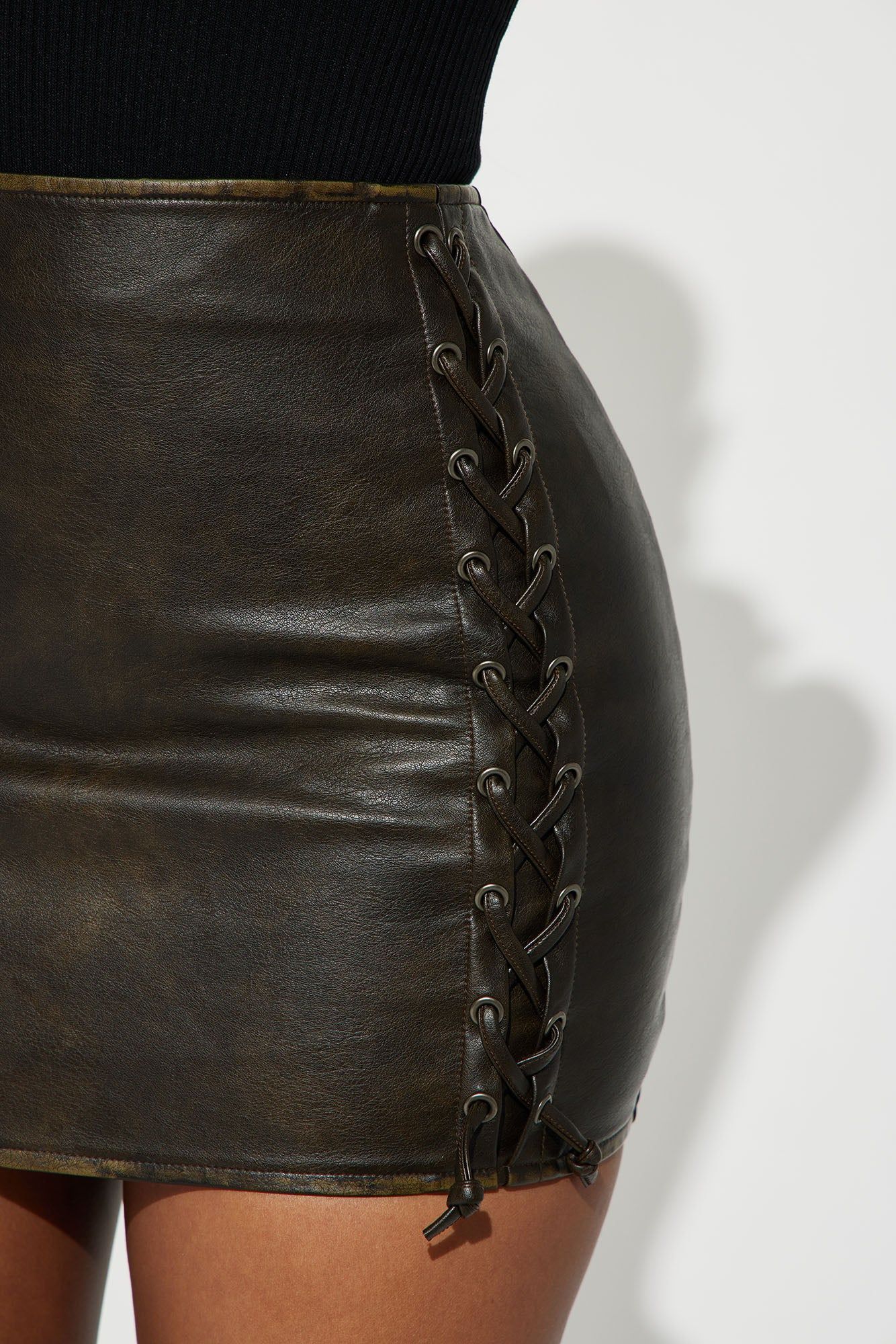 Kristina Washed Faux Leather Skirt - Chocolate sold by Fashion Nova product image thumbnail 3