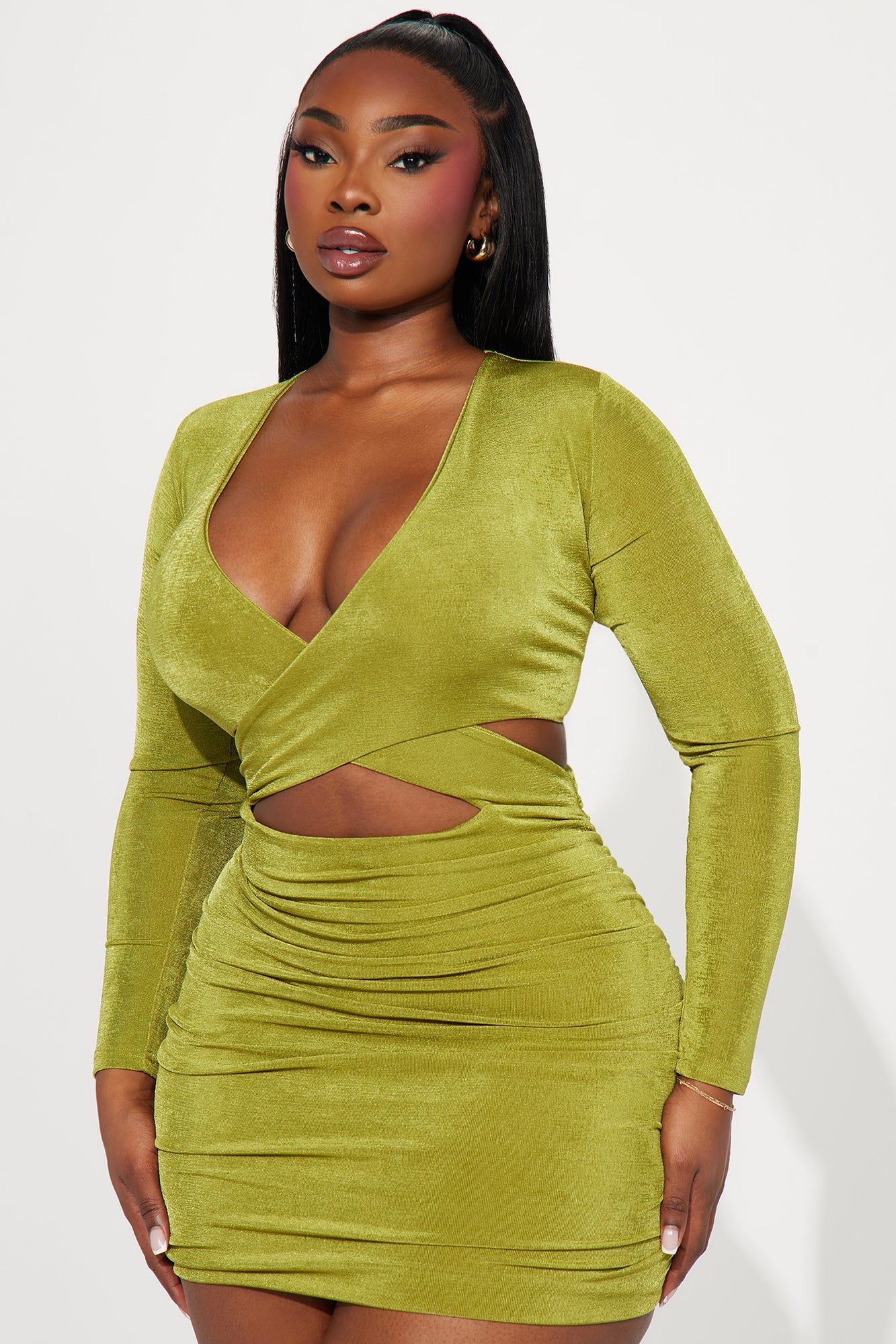 Stepping Out Slinky Mini Dress - Chartreuse sold by Fashion Nova product image thumbnail 5