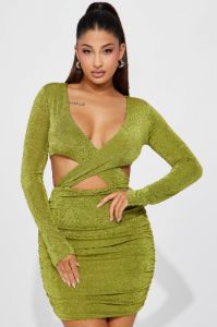 Stepping Out Slinky Mini Dress - Chartreuse sold by Fashion Nova