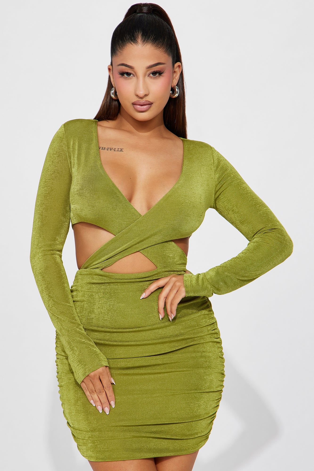 Stepping Out Slinky Mini Dress - Chartreuse sold by Fashion Nova product image thumbnail 2