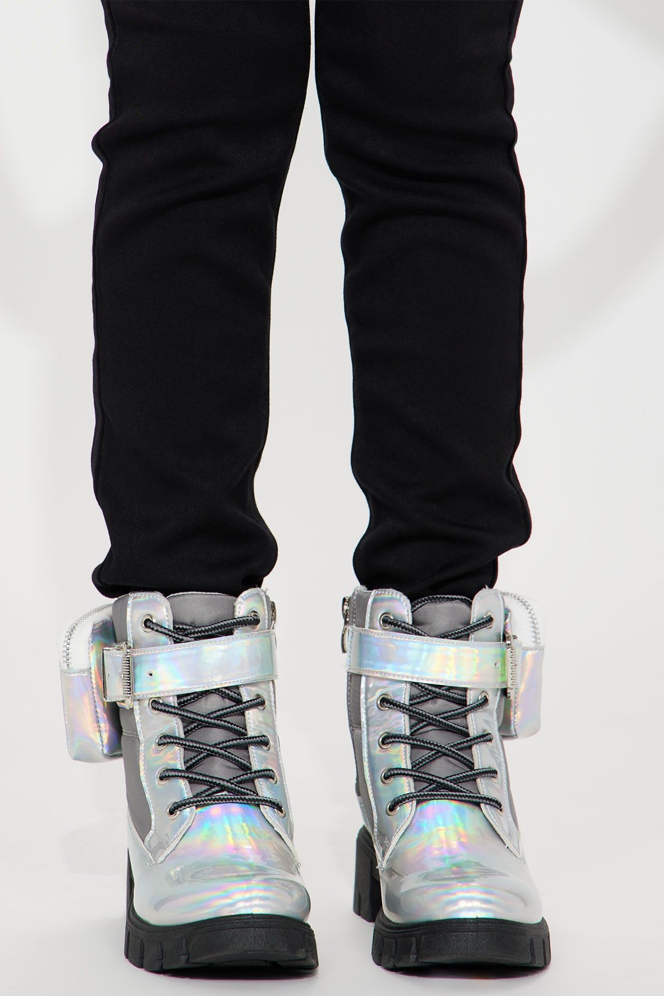 Mini Ready To Go Chunky Lace Up Combat Boots - White sold by Fashion Nova product image thumbnail 2