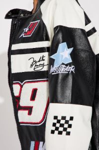 Racing Flag Bomber Jacket - Black/White sold by Fashion Nova