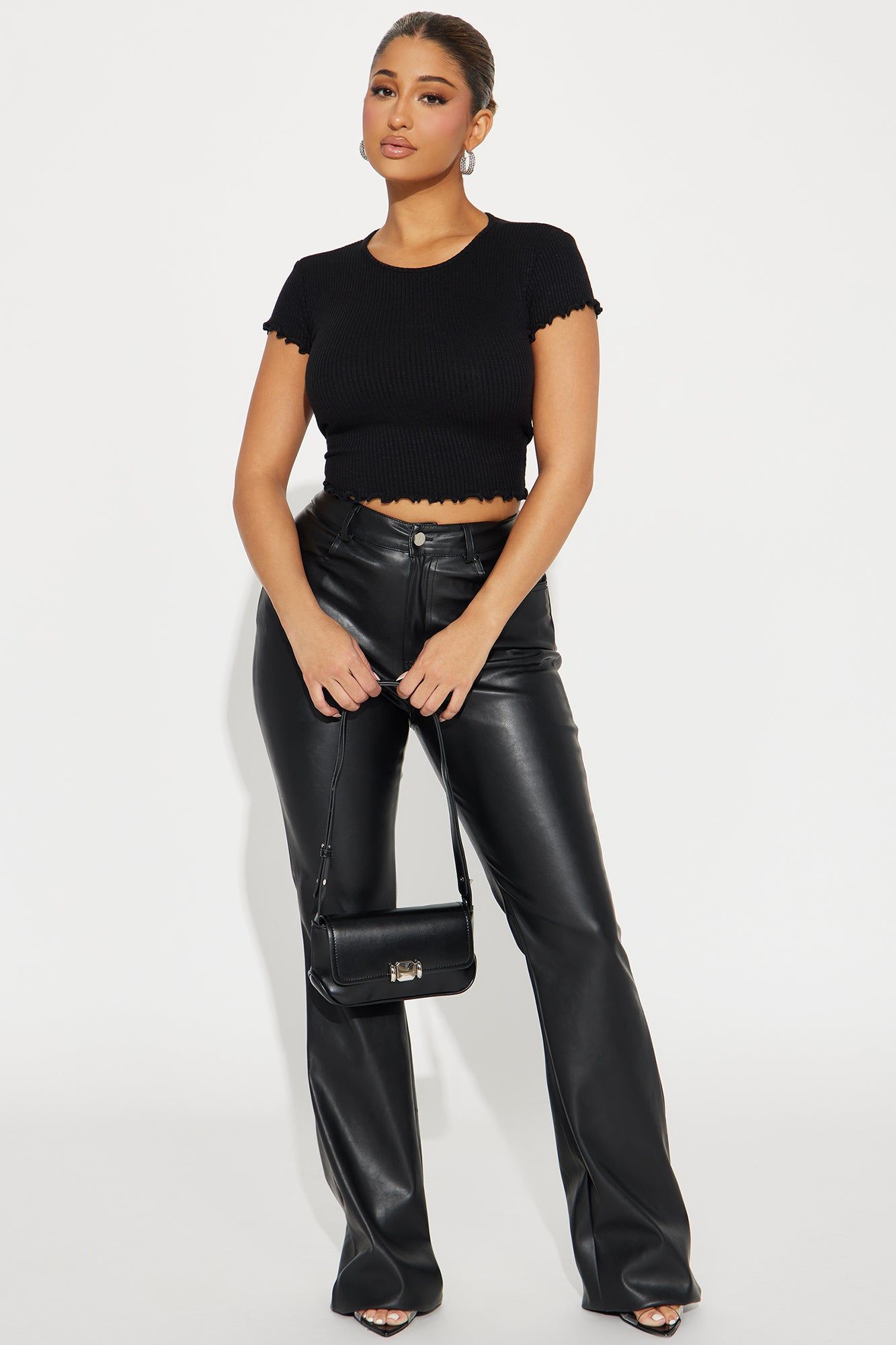 Cara Crew Neck Ribbed Tee - Black sold by Fashion Nova product image thumbnail 2
