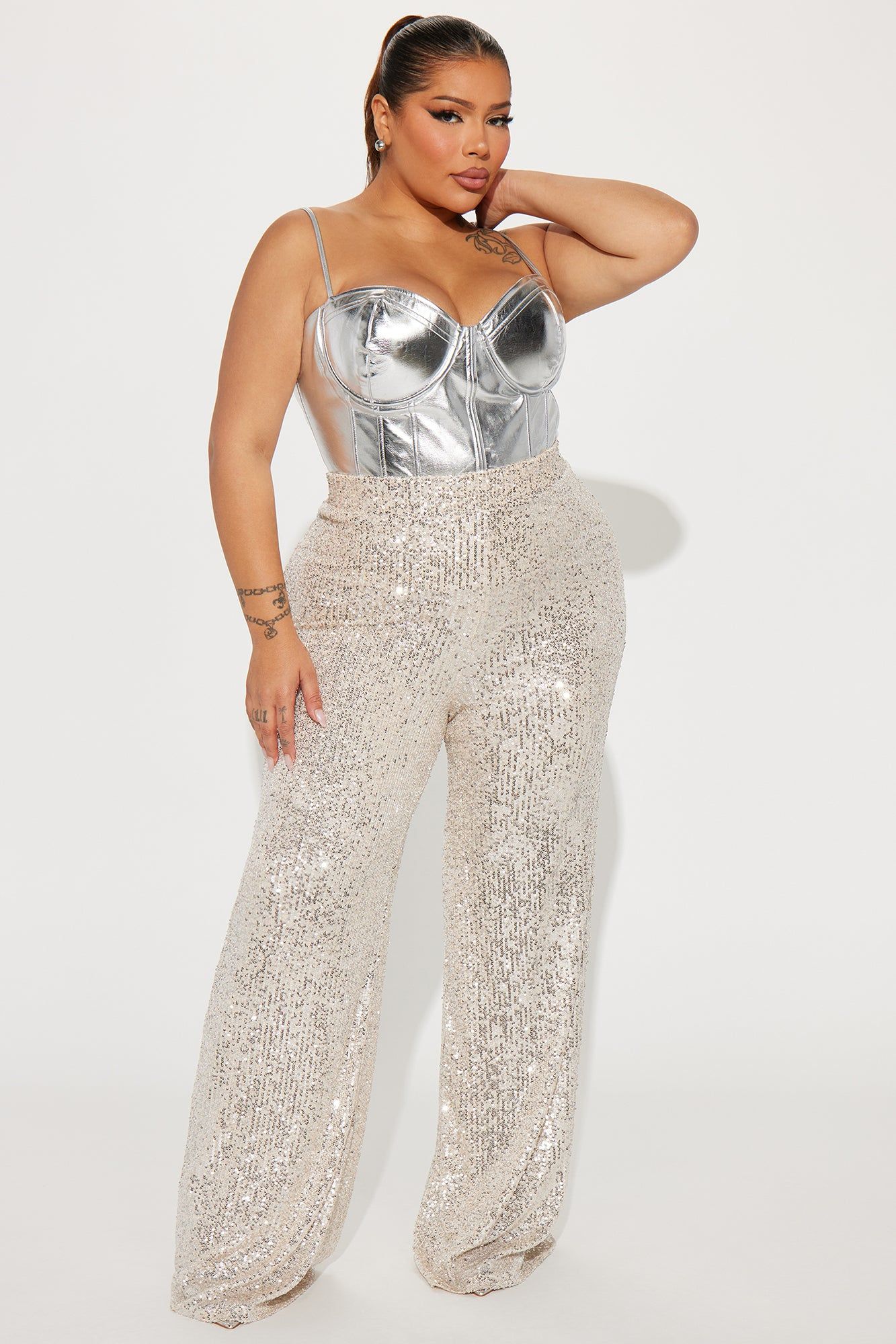 After Glow Sequin Flare Pant - Cream sold by Fashion Nova product image thumbnail 4