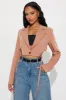 Cutting Edge Lace Up Cropped Blazer - Mocha sold by Fashion Nova