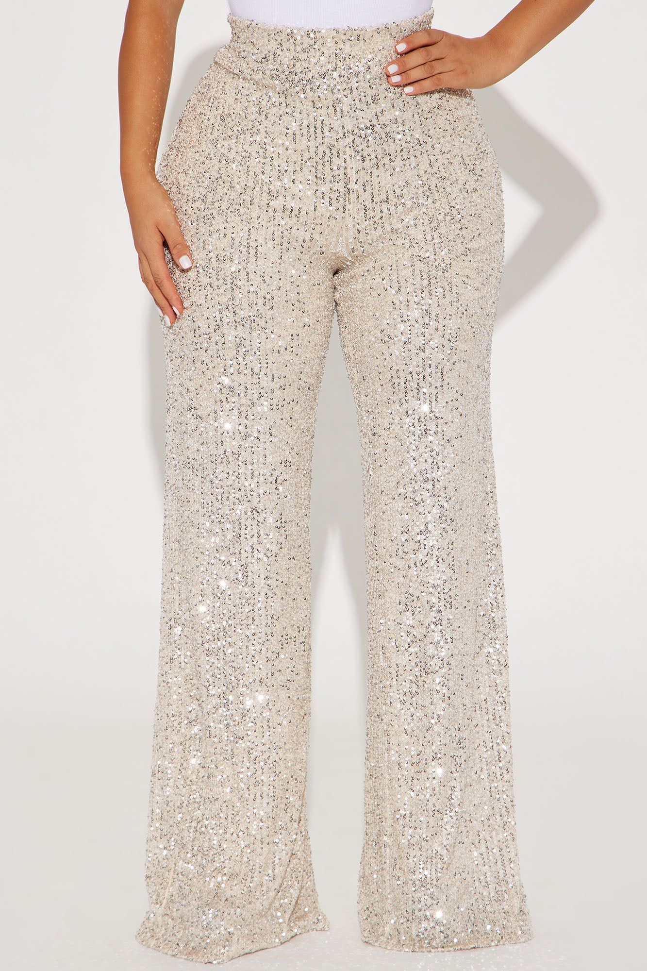 After Glow Sequin Flare Pant - Cream sold by Fashion Nova product image thumbnail 2