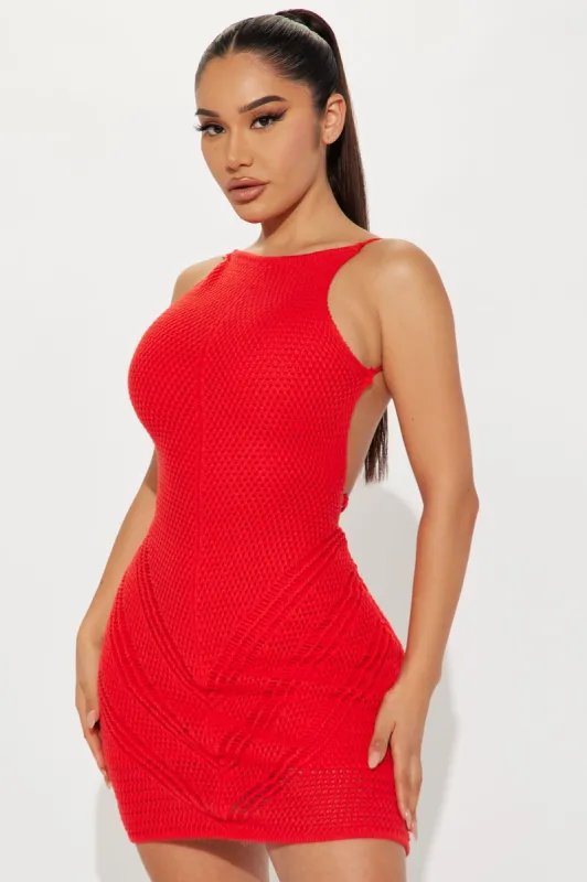 Permanently In Love Crochet Mini Dress - Red sold by Fashion Nova