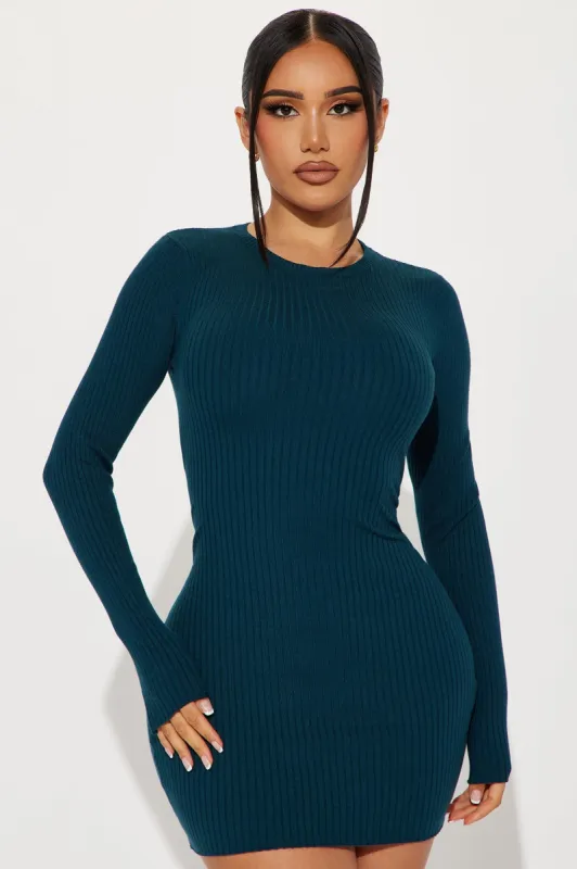 Jojo Sweater Mini Dress - Teal sold by Fashion Nova