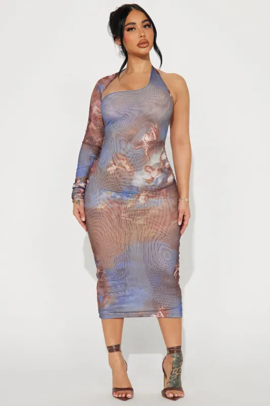 Viviana Cherub Midi Dress - Brown/combo sold by Fashion Nova