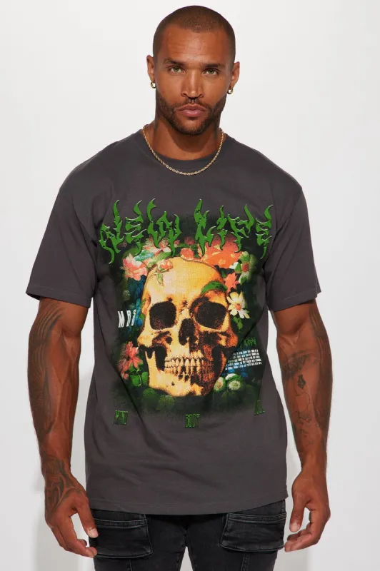 New Life New Mind Short Sleeve Tee - Charcoal sold by Fashion Nova